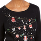 Karen Scott Women's Embellished Cotton Top Black Size Petite Small