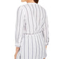 Charter Club Women's Striped Tie-Waist Cotton Top White Size Large
