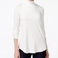 JM Collection Women's Turtleneck Top White Size PL