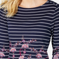 Charter Club Women's Striped Paisley Print Top Blue Size X-Large