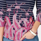 Charter Club Women's Striped Paisley Print Top Blue Size X-Large