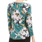 JM Collection Women's Petite Printed Chain-Neck Top Green Size Small