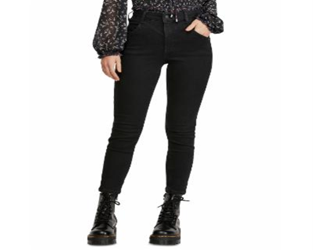 Free People महिलाओं की रिले डेनिम योक स्किनी जींस ब्लैक साइज़ 24