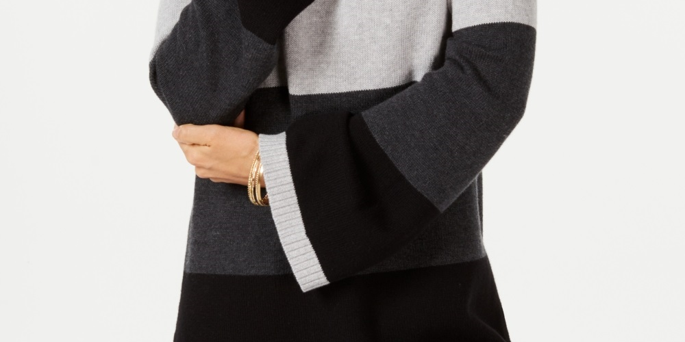 Charter Club Women's Colorblocked Sweater Black Size PXL