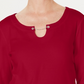 Karen Scott Women's Three Quarter Sleeve Top Red Size Medium