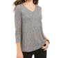 Style & Co Women's Marled Knit V Neck Top Black Size Small
