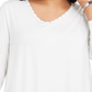 JM Collection Women's Plus Size Studded Mixed Media Top White Size 0X