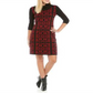 Nine West Women's Floral Tile Double Jacquard Sweater Dress Black Size Small