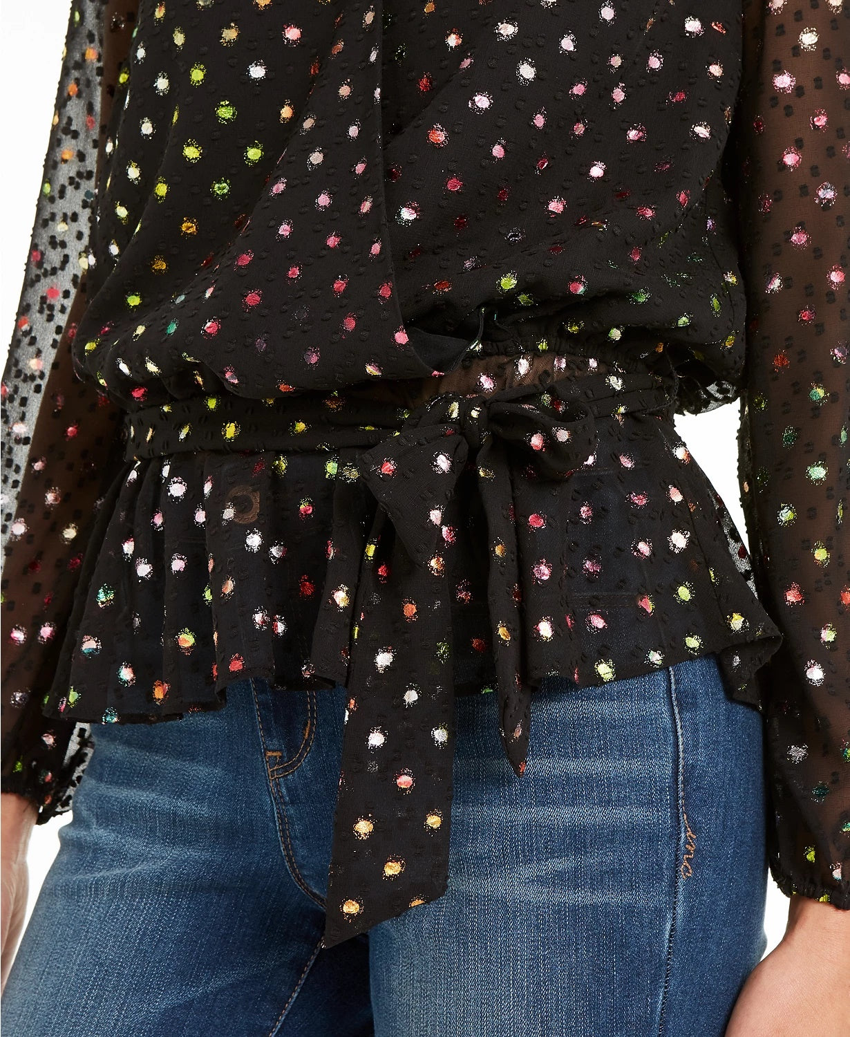 INC International Concepts Women's Petite Rainbow Shine Dot-Print Rainbow Black Size Small