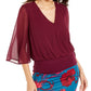 Thalia Sodi Women's Sheer-Sleeve Embellished Top  Purple Size Medium