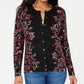 Karen Scott Women's Floral-Print Button-Up Cardigan  Medium Red Size X-Small
