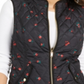 Charter Club Women's Quilted Floral Print Zipper Vest Black Floral  Size Petite L