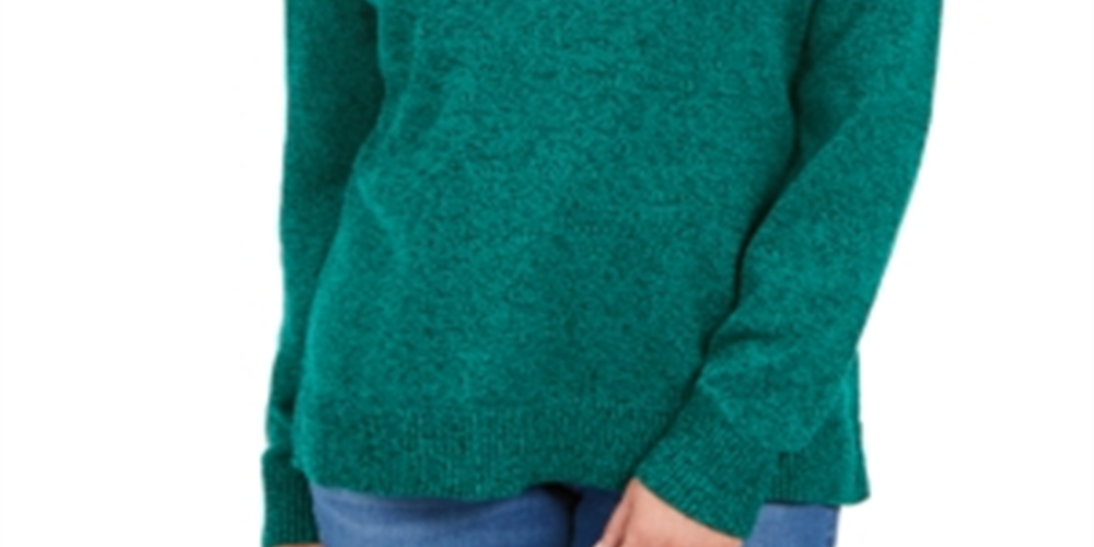 Karen Scott Women's Cotton Marled Shawl Collar Sweater Green Size XX-Large