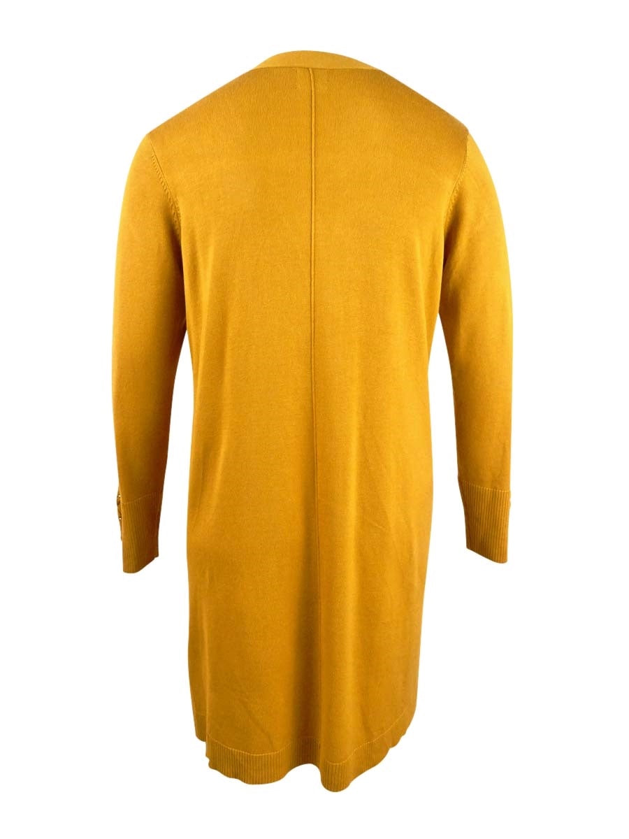 JM Collection Women's Lace up Cuff Duster Cardigan Yellow Size 1X