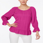 INC International Concepts Women's Crepe Peasant Top Magenta Size -Petite XL