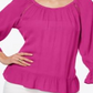 INC International Concepts Women's Crepe Peasant Top Magenta Size -Petite XL