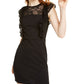 As U Wish Women's  Lace Cap Sleeve Illusion Neckline Short Cocktail Sheath Dress Black Size XXS