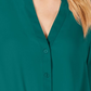 INC International Concepts Women's Twist Front Buttonup Top Green Size Petite L