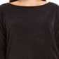 JM Collection Women's Split Sleeve Metallic Threaded Top Purple Size Large
