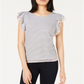 Maison Jules Women's Flutter Sleeve Top White Size XXS
