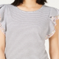 Maison Jules Women's Flutter Sleeve Top White Size XXS