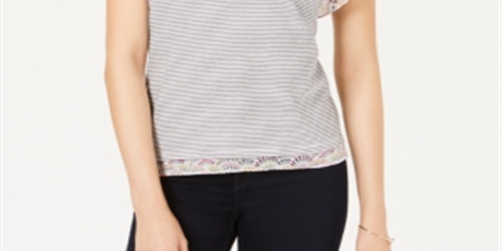 Maison Jules Women's Flutter Sleeve Top White Size XXS