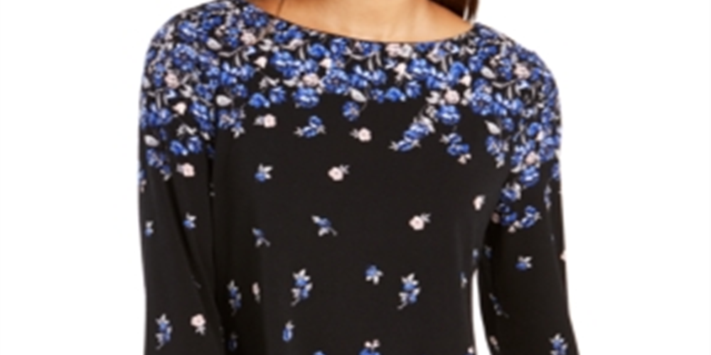 Charter Club Women's Ruffle Cuff Top Blue Size Petite Small