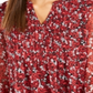 Charter Club Women's Floral Print Bell Sleeve Top Red Size Petite X-Large