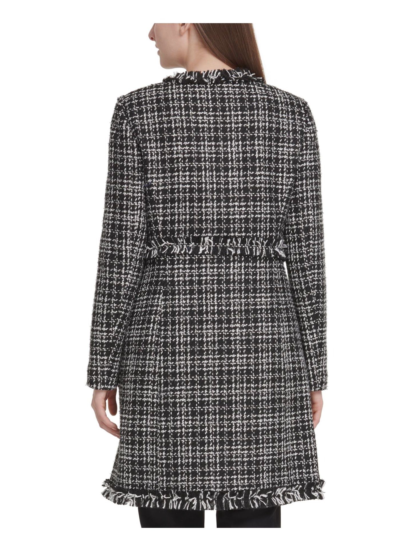 DKNY Women's Tweed Top Coat Jacket Black Size 12
