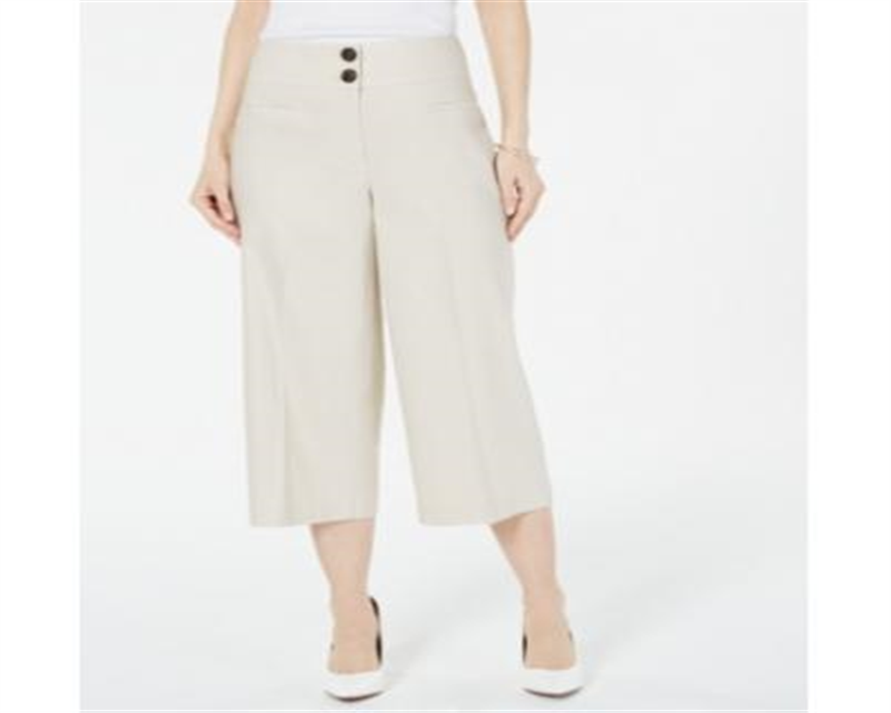 Alfani Women's Wide Leg Linen Pants Brown Size 0 Petite