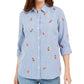 Charter Club Women's Printed Woven Shirt Blue Size XX-Large