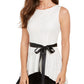 Adrianna Papell Women's Lace Tie Sleeveless Jewel Neck Peplum Top White Size 14