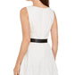 Adrianna Papell Women's Lace Tie Sleeveless Jewel Neck Peplum Top White Size 14