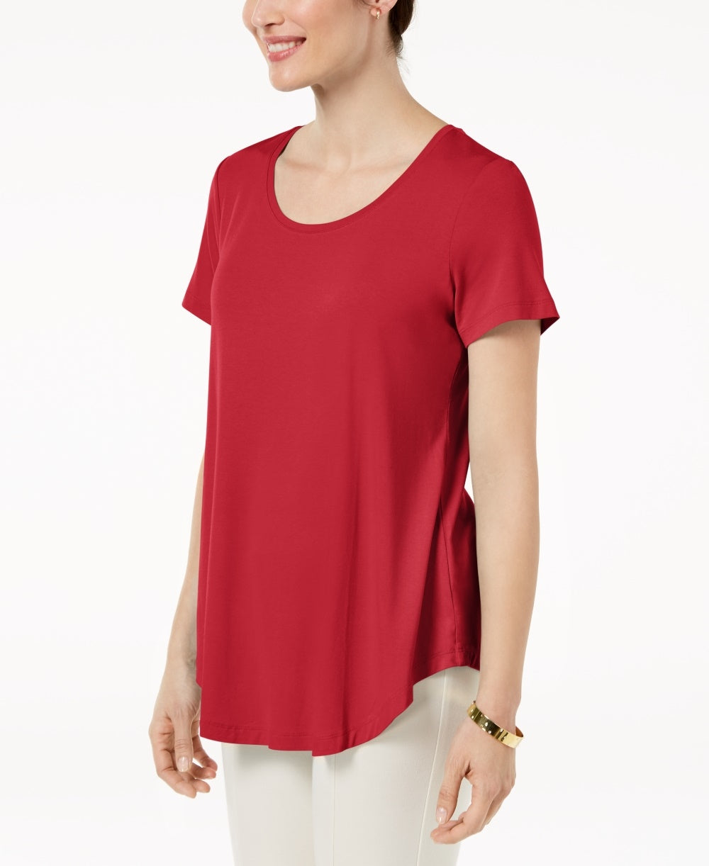 JM Collection Women's Shirttail Hem Top Pink Size Petite X-Large