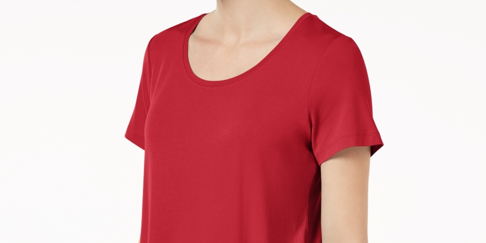 JM Collection Women's Shirttail Hem Top Pink Size Petite X-Large