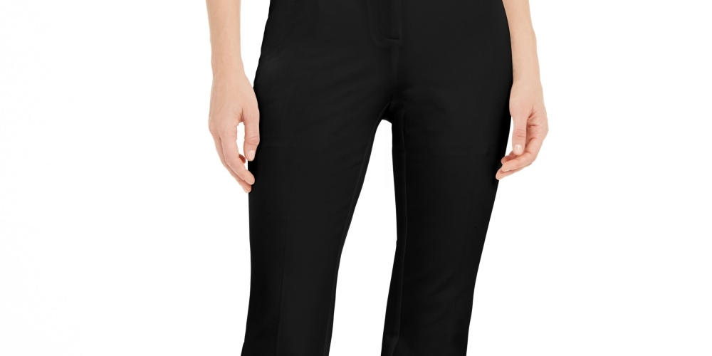 Alfani Women's Belted Wide Waistband Trouser Pants  Black Size 12P