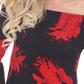White Mark Women's Printed Smocked Neckline Top Black Size Large