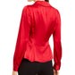 Nanette Lepore Women's Silk Wrap Peplum Top Bright Red Size 8
