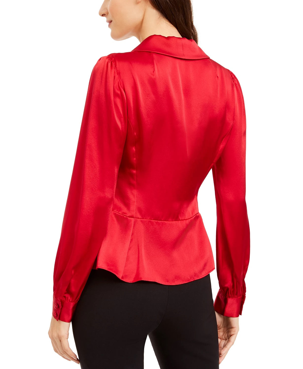 Nanette Lepore Women's Silk Wrap Peplum Top Bright Red Size 8