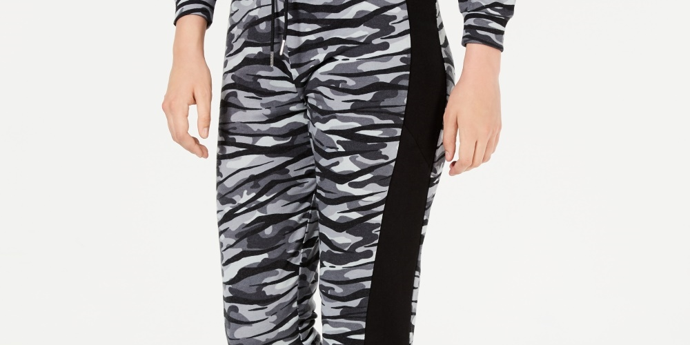Material Girl Juniors' Colorblocked Jogger Pants Gray Size Medium
