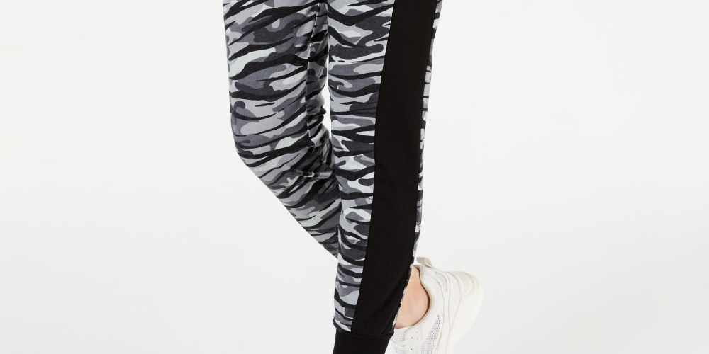 Material Girl Juniors' Colorblocked Jogger Pants Gray Size Medium
