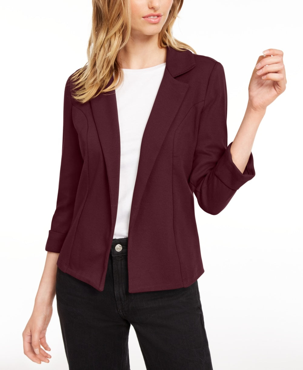 Maison Jules Women's 3/4 Sleeve Knit Blazer Wine Size X-Small