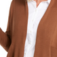 JM Collection Women's Petite Mixed-Ribbed Flyaway Cardigan Brown -PS