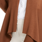 JM Collection Women's Petite Mixed-Ribbed Flyaway Cardigan Brown -PS