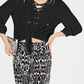 INC International Concepts Women's Petite Lace Up Blouse Black Size PM