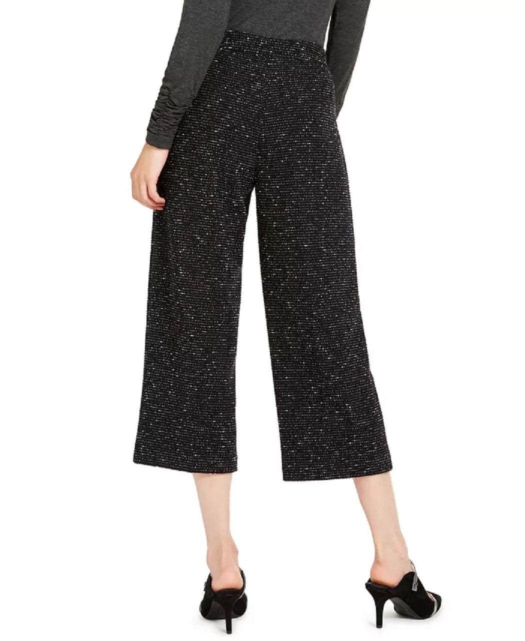 Alfani Women's Pull On Wide Leg Jacquard Culottes Black Size X-Large
