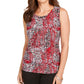 Kasper Women's Pleated Neck Sleeveless Top Red/Black Size PS