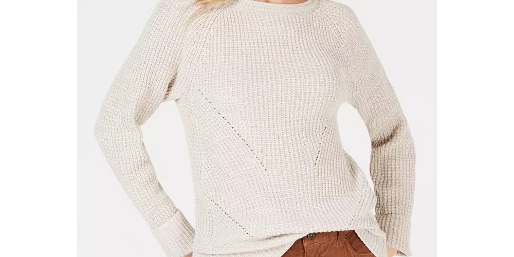 Style & Co Petite Marled-Knit Sweater Lt Beige Size Petite X-Large