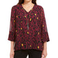 JM Collection Women's Printed Necklace Top Wine Size XX-Large