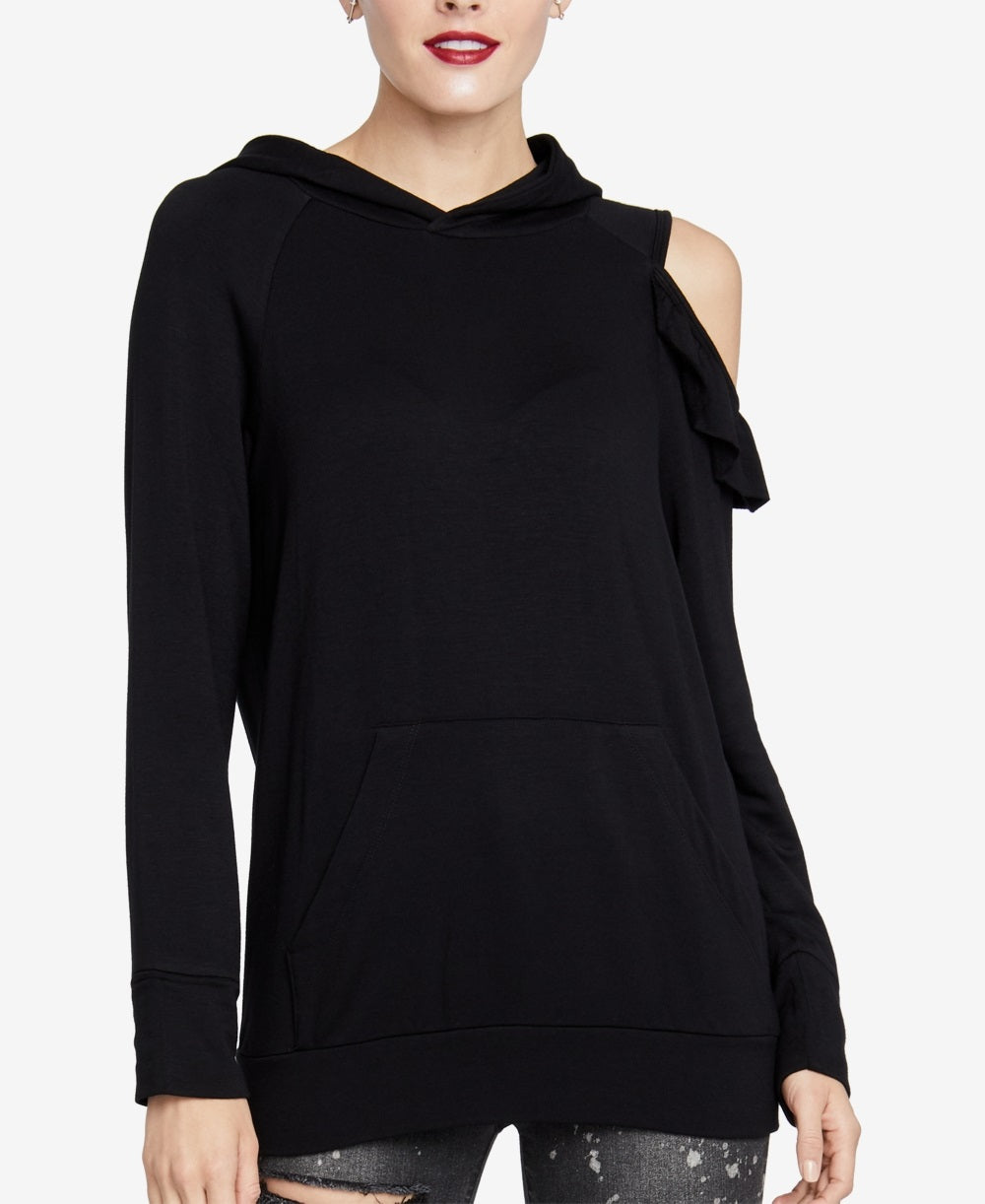 Rachel Roy Women's Cold Shoulder Hoodie Black Size Medium